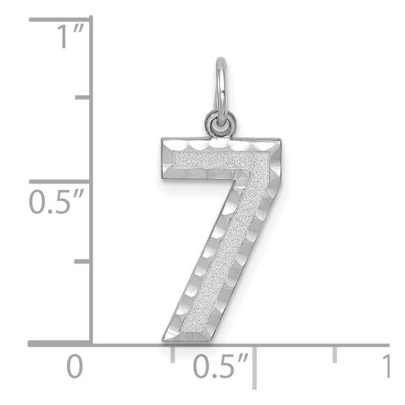 14k White Gold, Varsity Collection, Large D/C Pendant, Number 7 - Picture 4 of 5